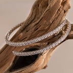 Diamond Tennis Wrap Bangle in Silver