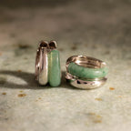 Jade Duo Hoops in Silver