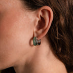 Jade Duo Hoops in Silver