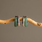 Jade Duo Hoops in Silver