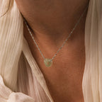 Interlocking Jade Circle Necklace in Silver