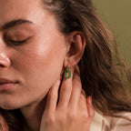 Jade Link Drop Hoops in 18K Gold