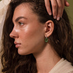 Jade Link Drop Hoops in Silver