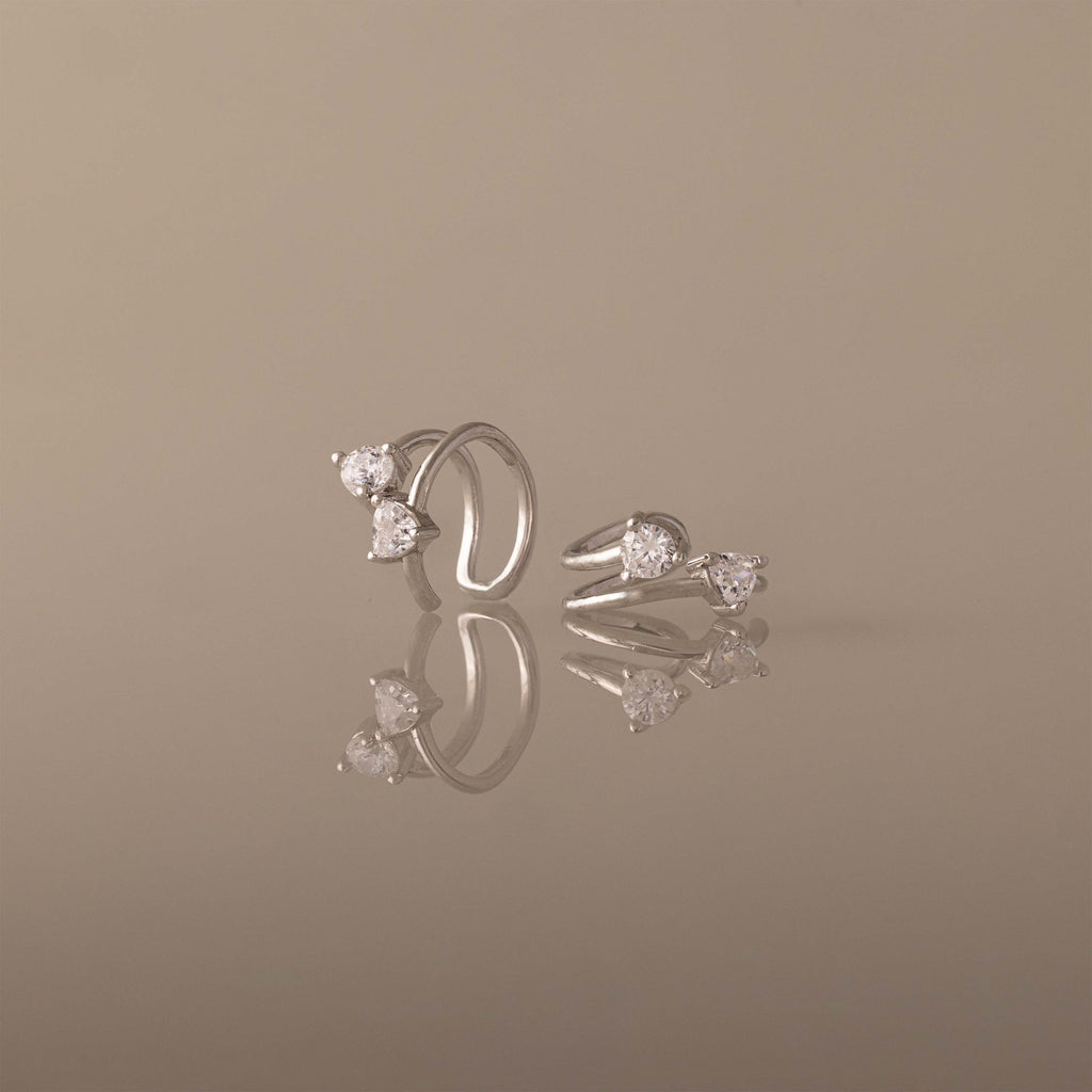 Duo Diamond Ear Cuffs in Silver