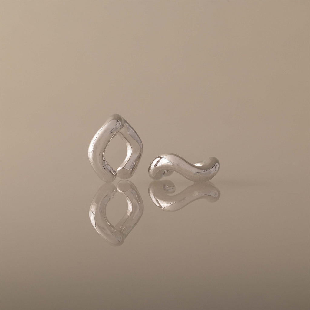 Wavy Ear Cuffs in Silver
