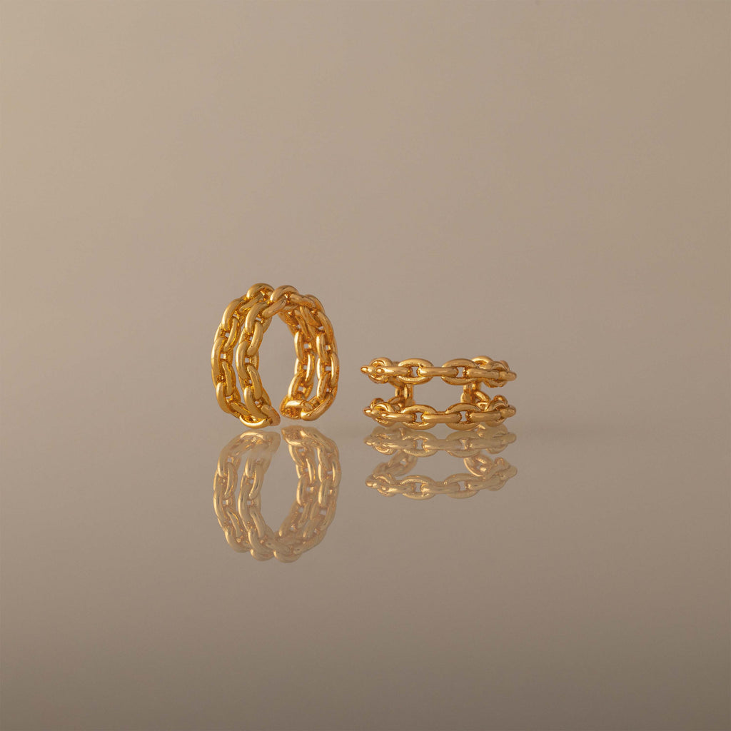 Mariner Link Ear Cuffs in 18K Gold