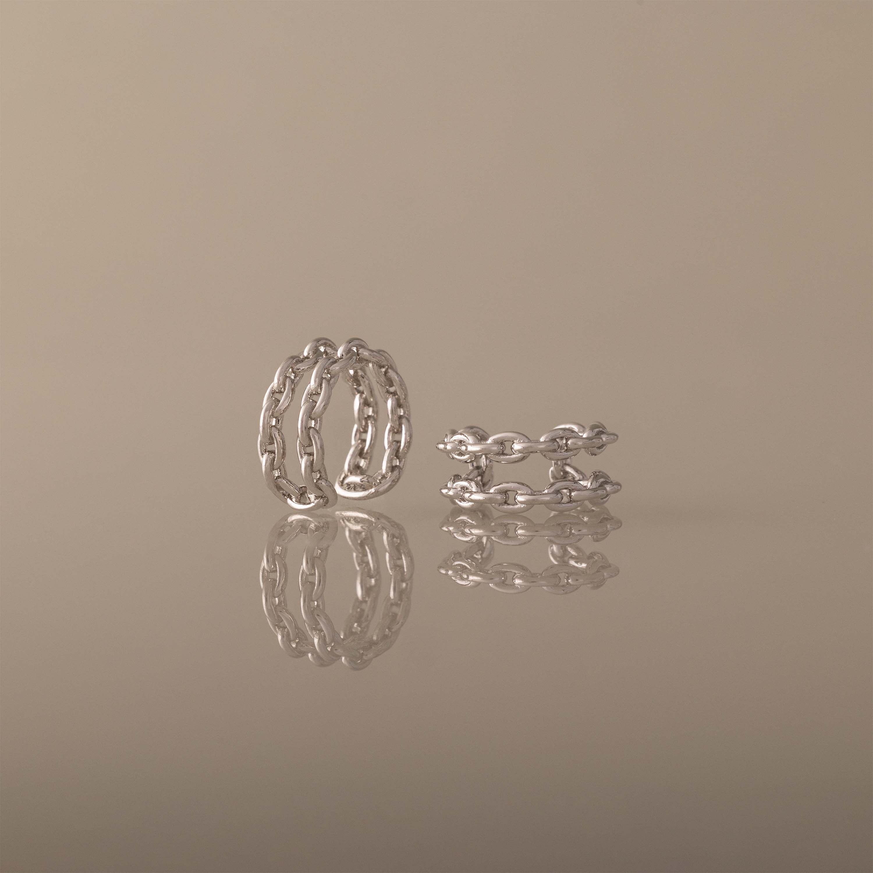 Mariner Link Ear Cuffs in Silver