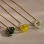 Interlocking Jade Heart Necklace in 18K Gold