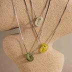 Interlocking Jade Heart Necklace in Silver