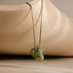 Interlocking Jade Heart Necklace in Silver
