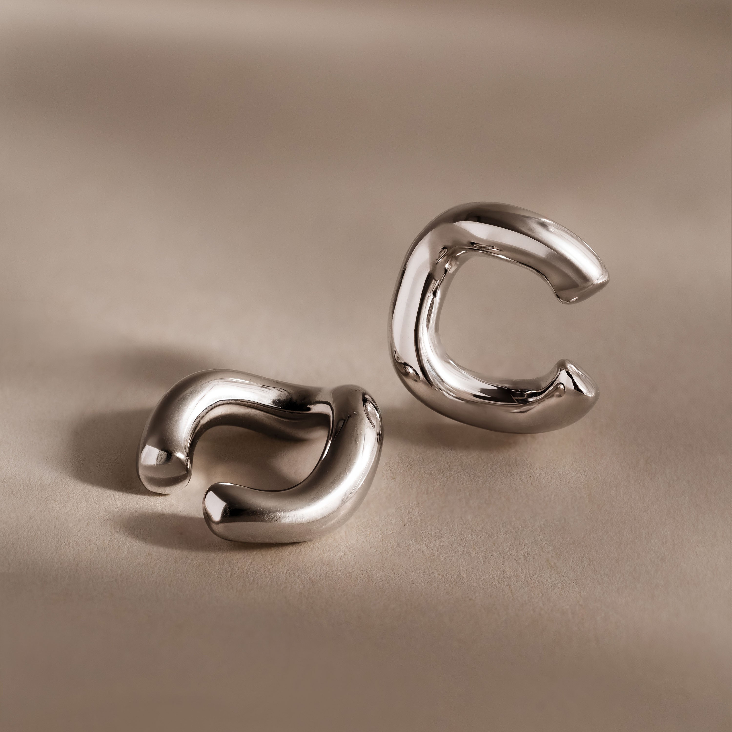 Wavy Ear Cuffs in Silver
