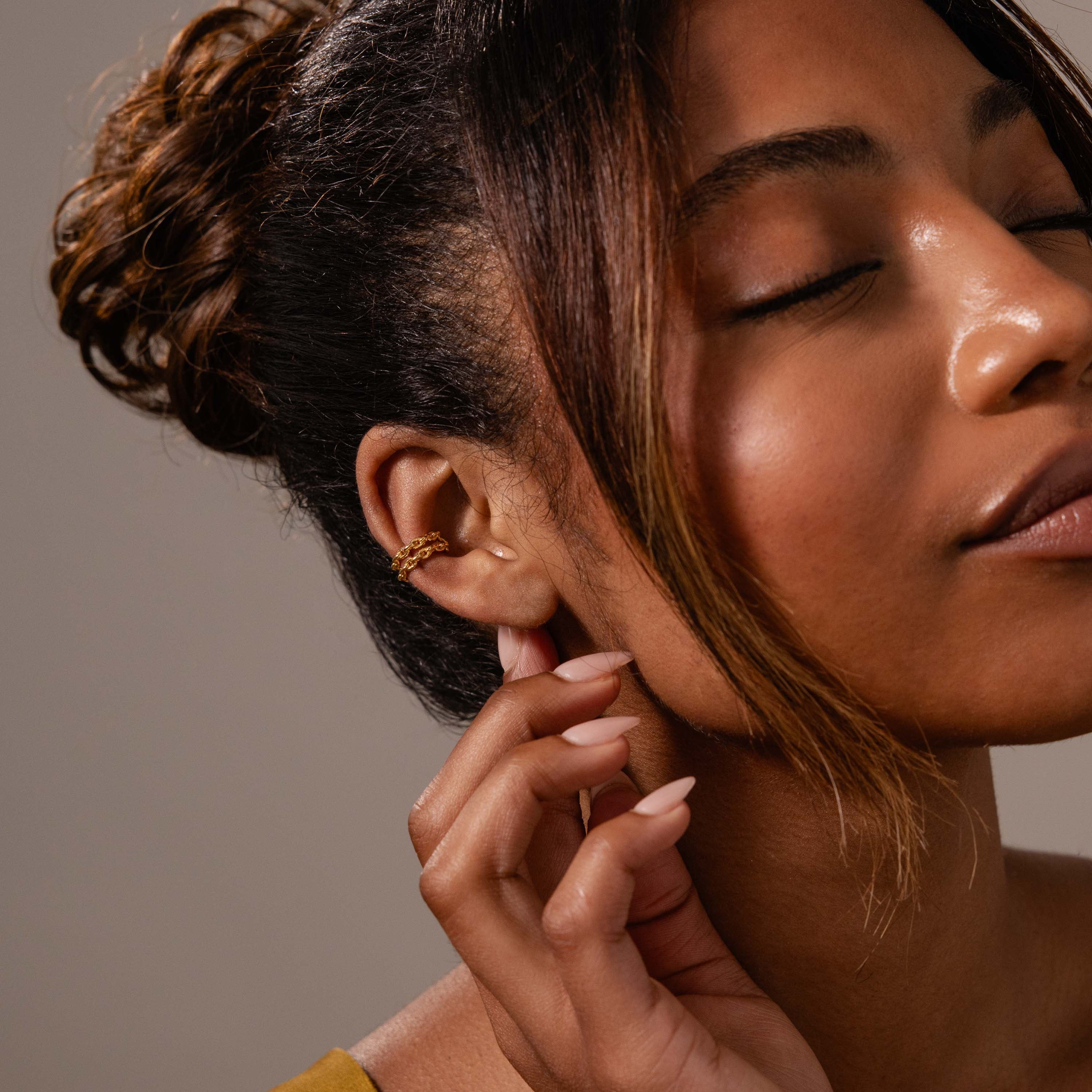 Mariner Link Ear Cuffs in 18K Gold