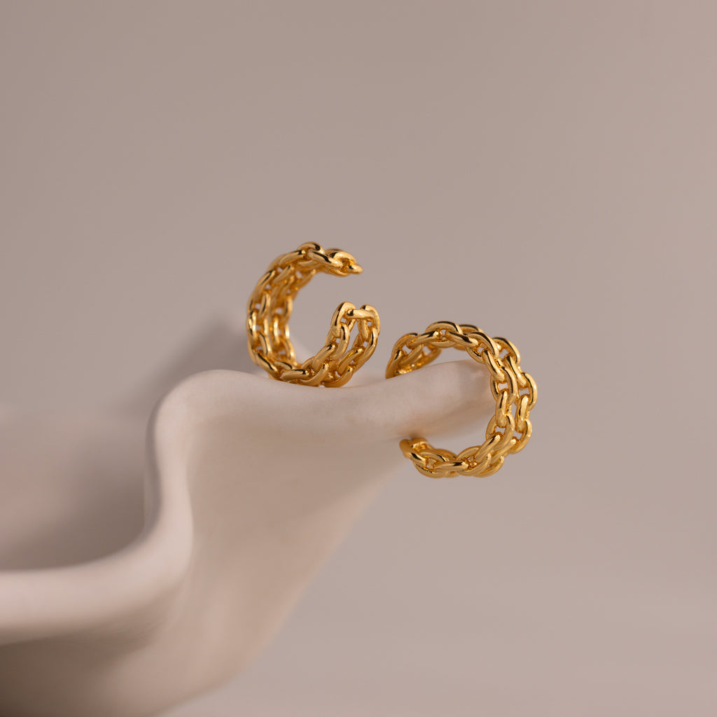 Mariner Link Ear Cuffs in 18K Gold
