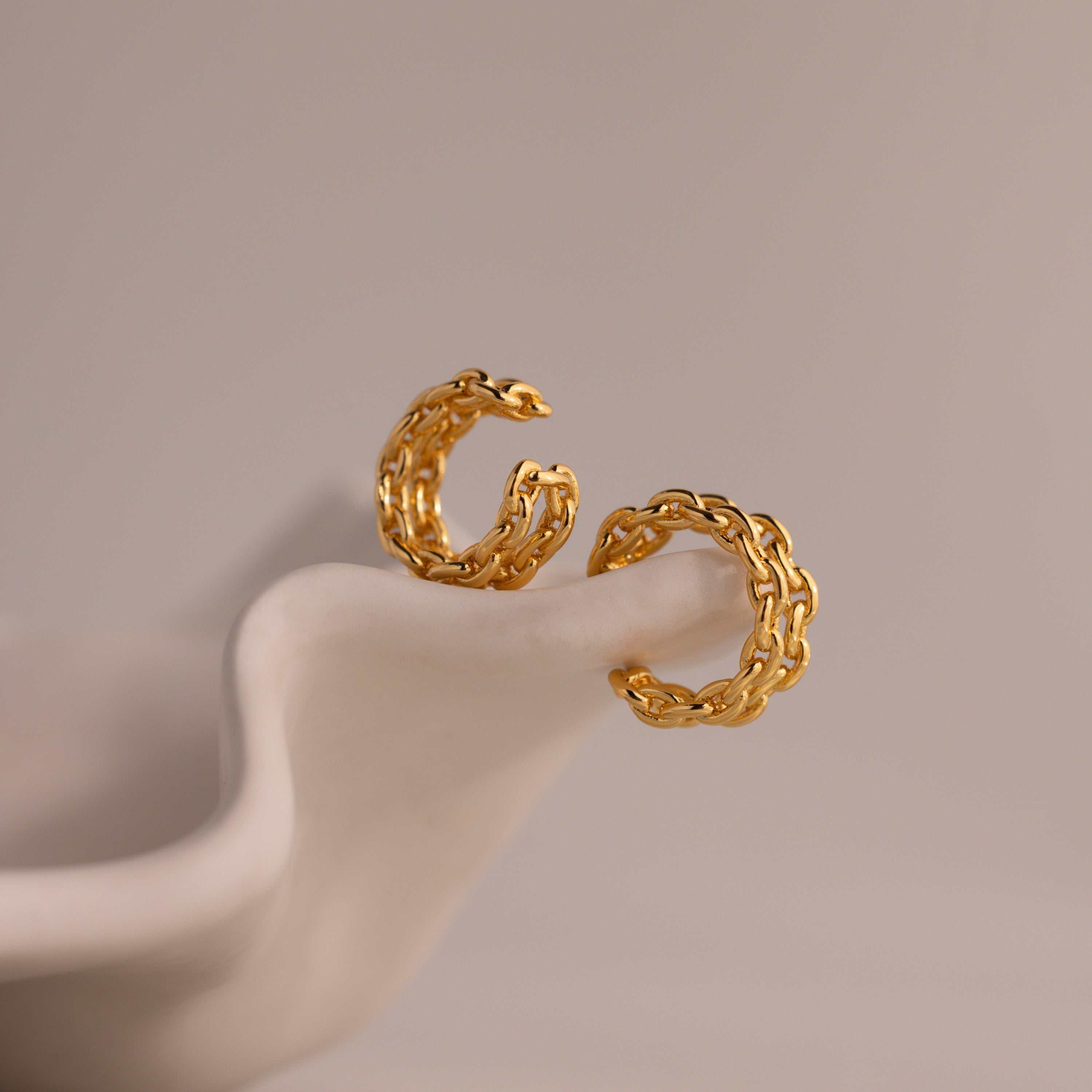 Mariner Link Ear Cuffs in 18K Gold