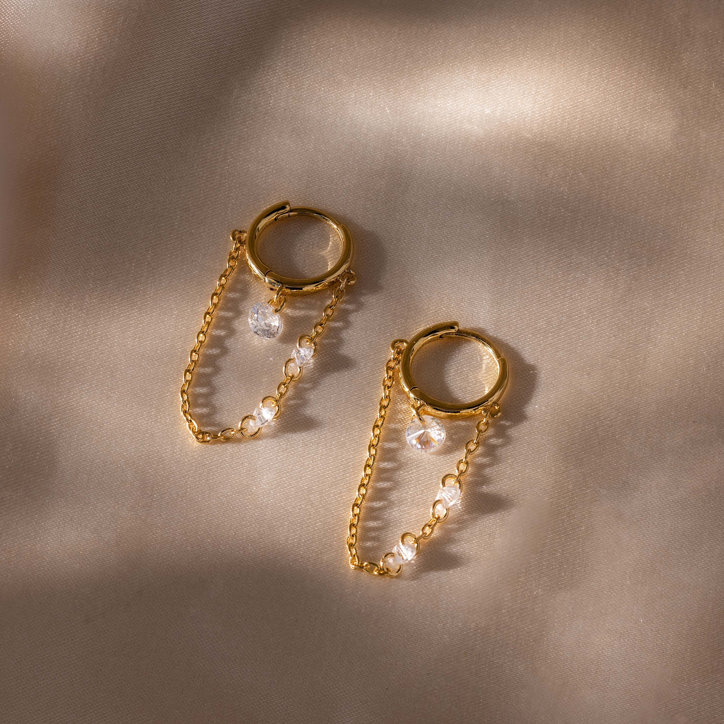 Crystal Chain Drop Huggies
