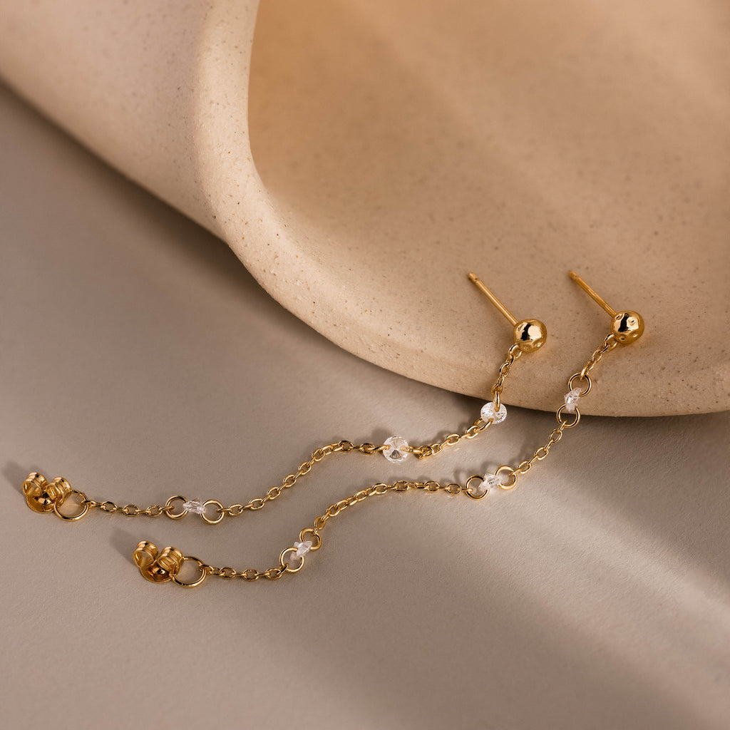 Crystal Chain Drop Studs