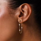 Crystal Chain Drop Studs in 18K Gold