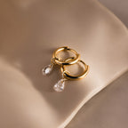 Diamond Raindrop Huggies in 18K Gold