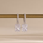 Luxe Diamond Drop Hoops in Silver