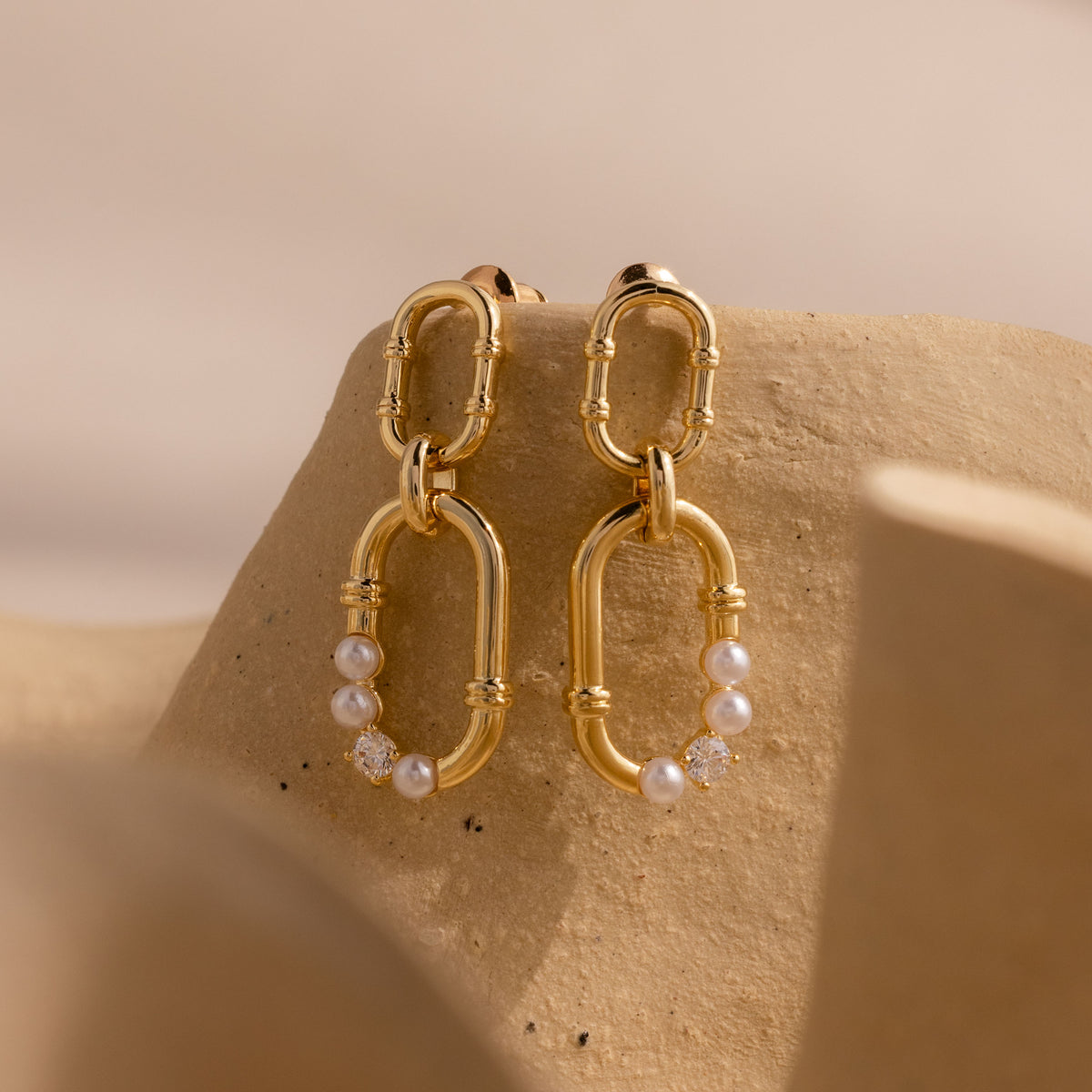 Pearl Adorned Link Studs