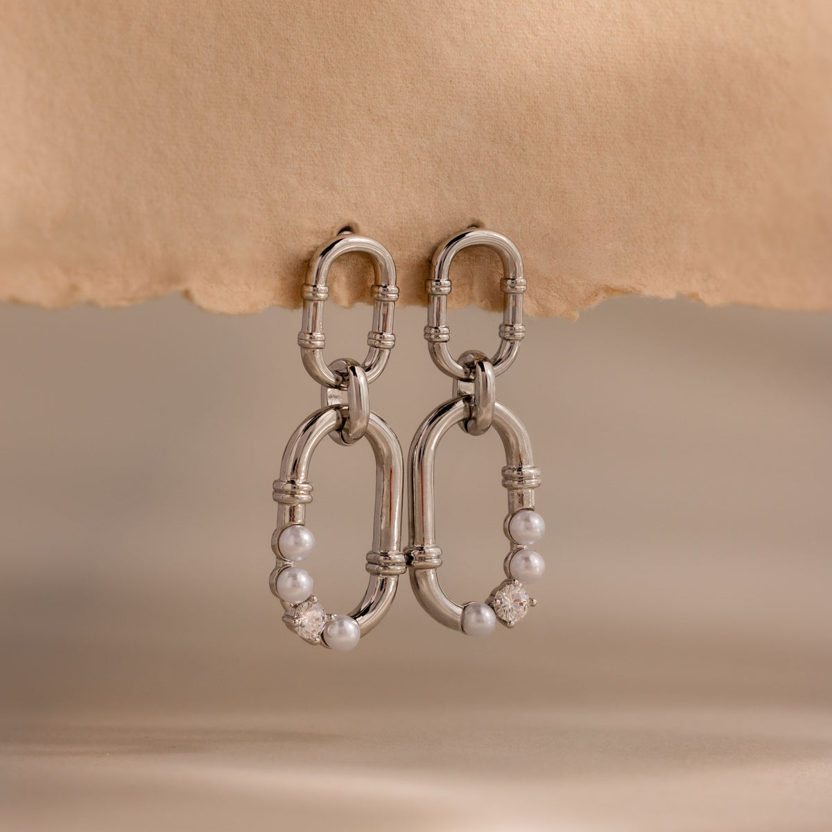 Pearl Adorned Link Studs