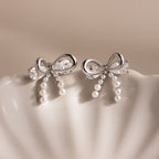 Pearl Diamond Bow Studs