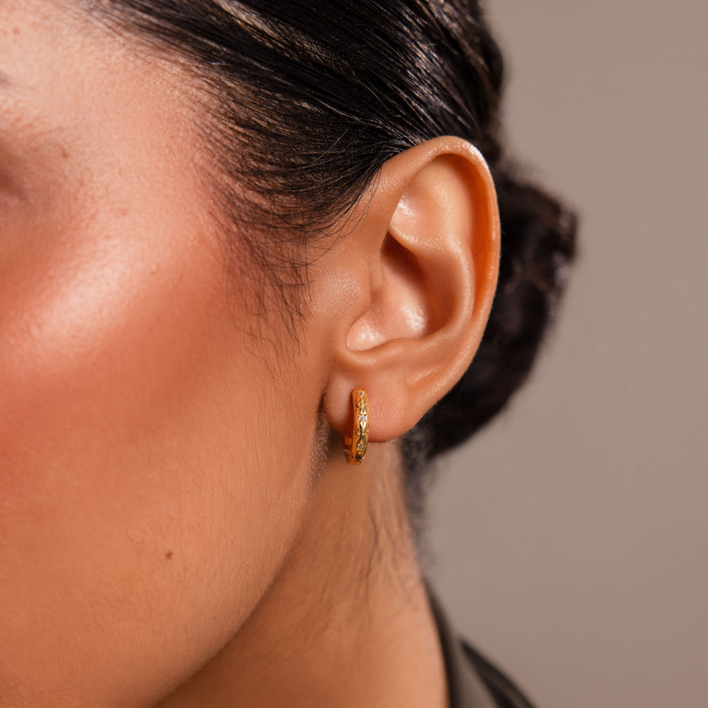 Stargazer Diamond Huggies in 18K Gold