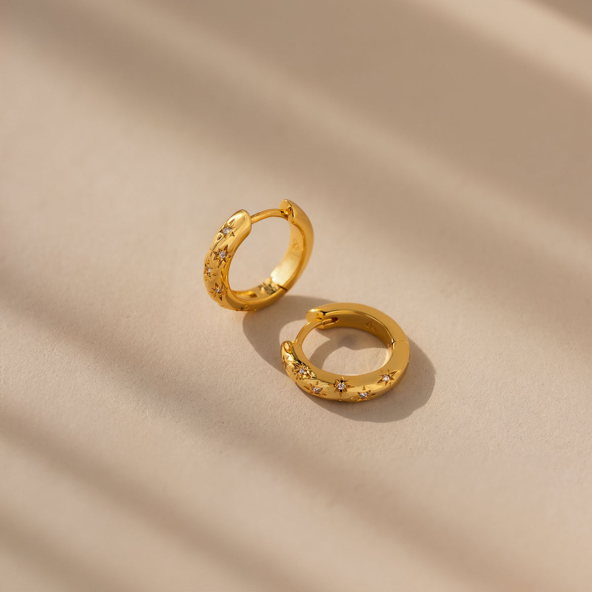 Stargazer Diamond Huggies in 18K Gold