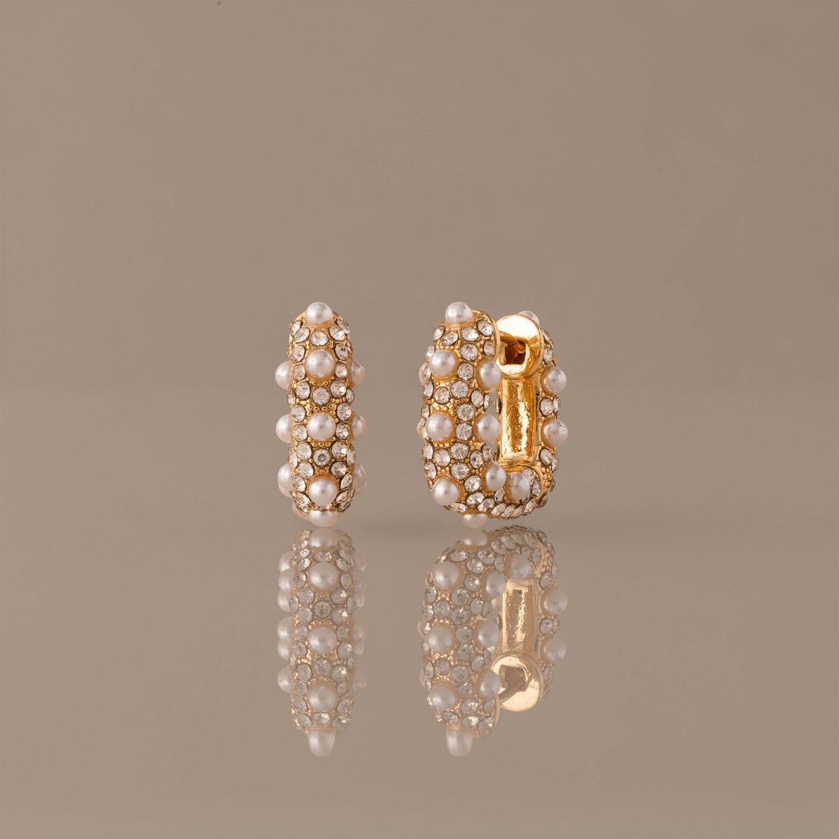 Textured Pearl Wrap Hoops in 18K Gold