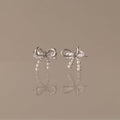 Pearl Diamond Bow Studs in Silver