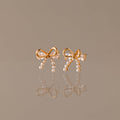 Pearl Diamond Bow Studs