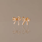 Pearl Diamond Bow Studs