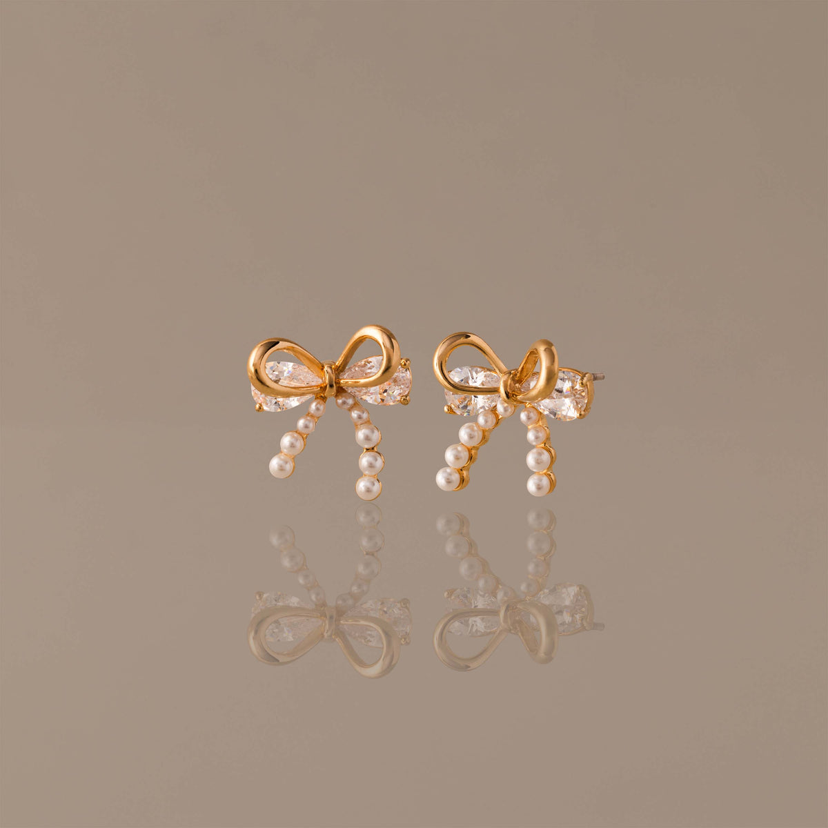 Pearl Diamond Bow Studs