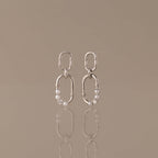 Pearl Adorned Link Studs in Silver