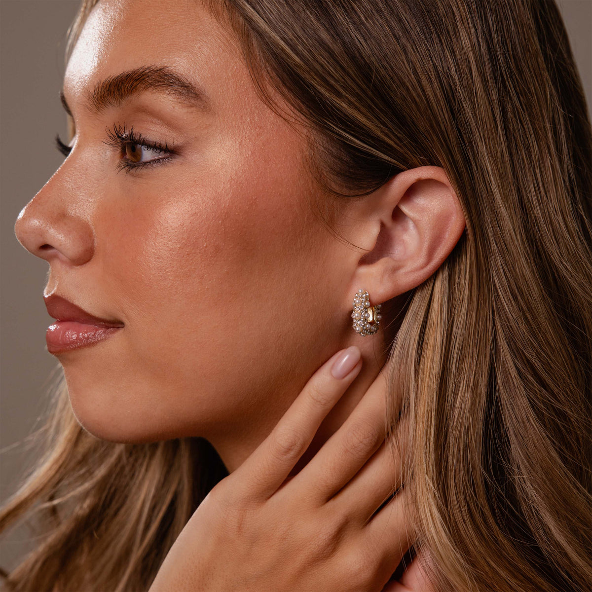 Textured Pearl Wrap Hoops in 18K Gold
