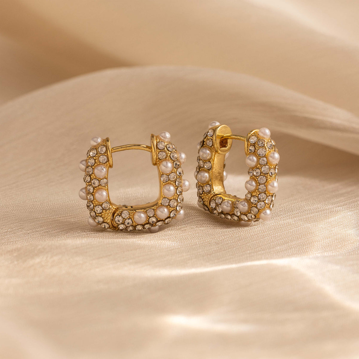 Textured Pearl Wrap Hoops