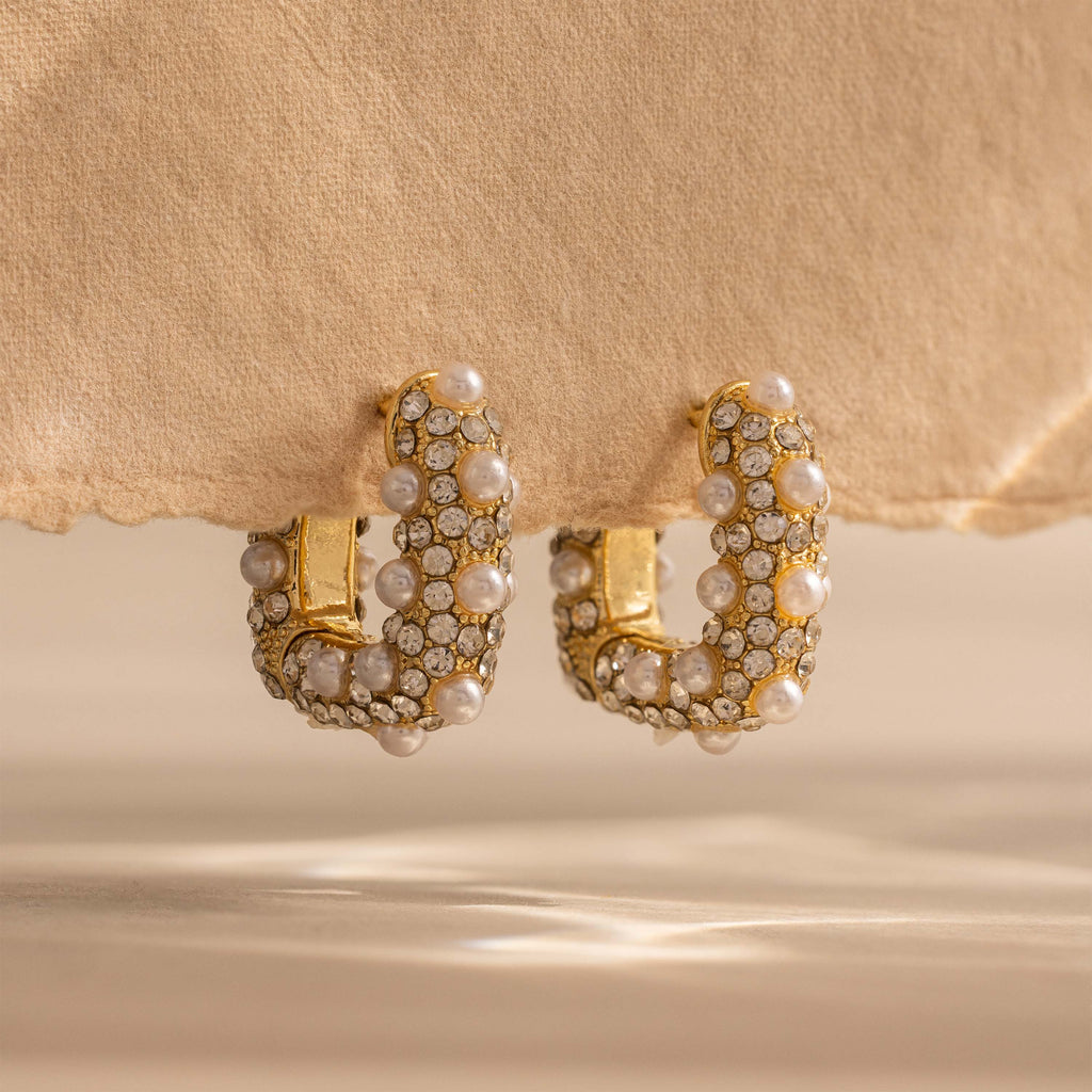 Textured Pearl Wrap Hoops in 18K Gold