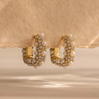 Textured Pearl Wrap Hoops in 18K Gold