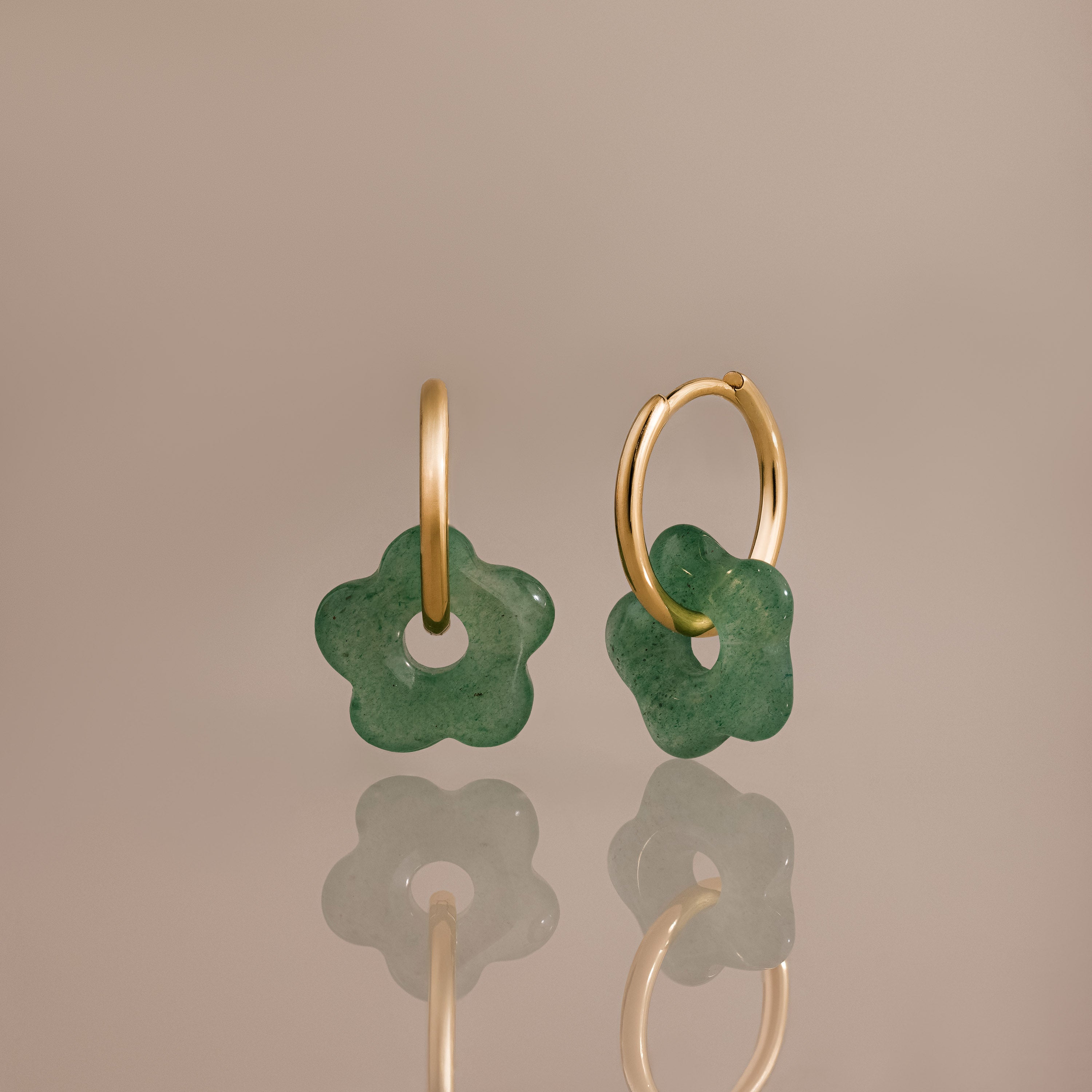 Jade Flower Hoops