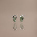 Aventurine Halo Drop Studs in Silver