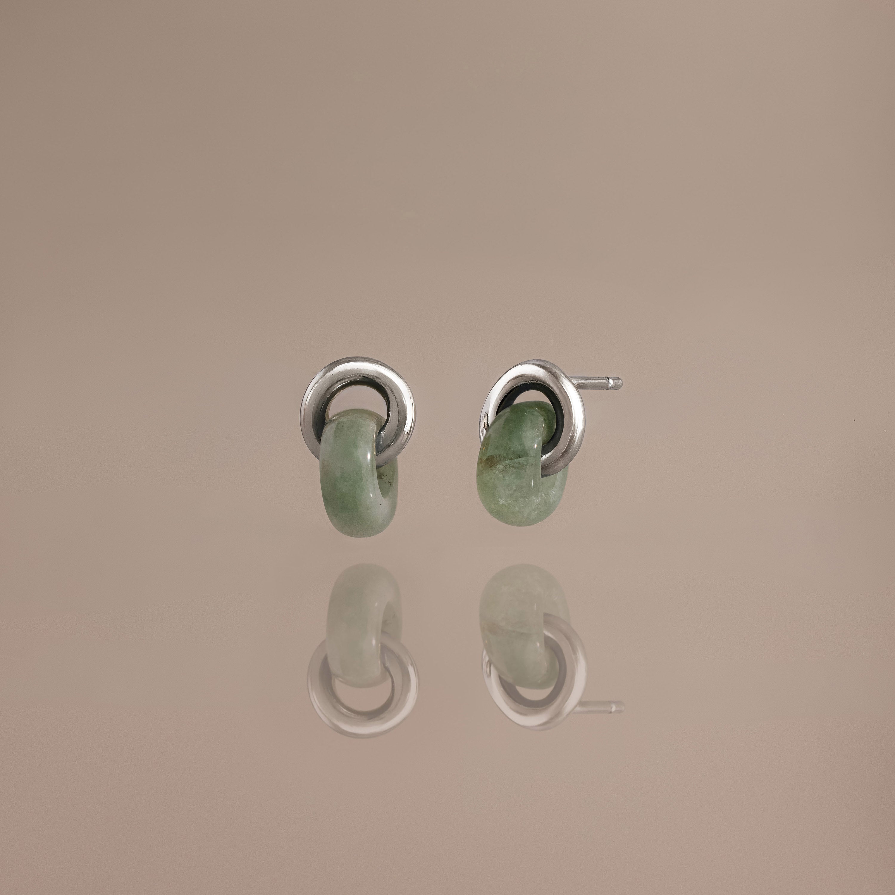 Aventurine Halo Drop Studs in Silver