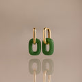 Jade Link Drop Hoops in 18K Gold