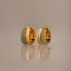 Jade Duo Hoops in 18K Gold