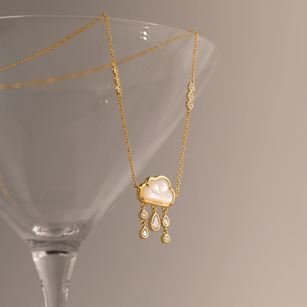 Diamond Pearl Rain Cloud Necklace