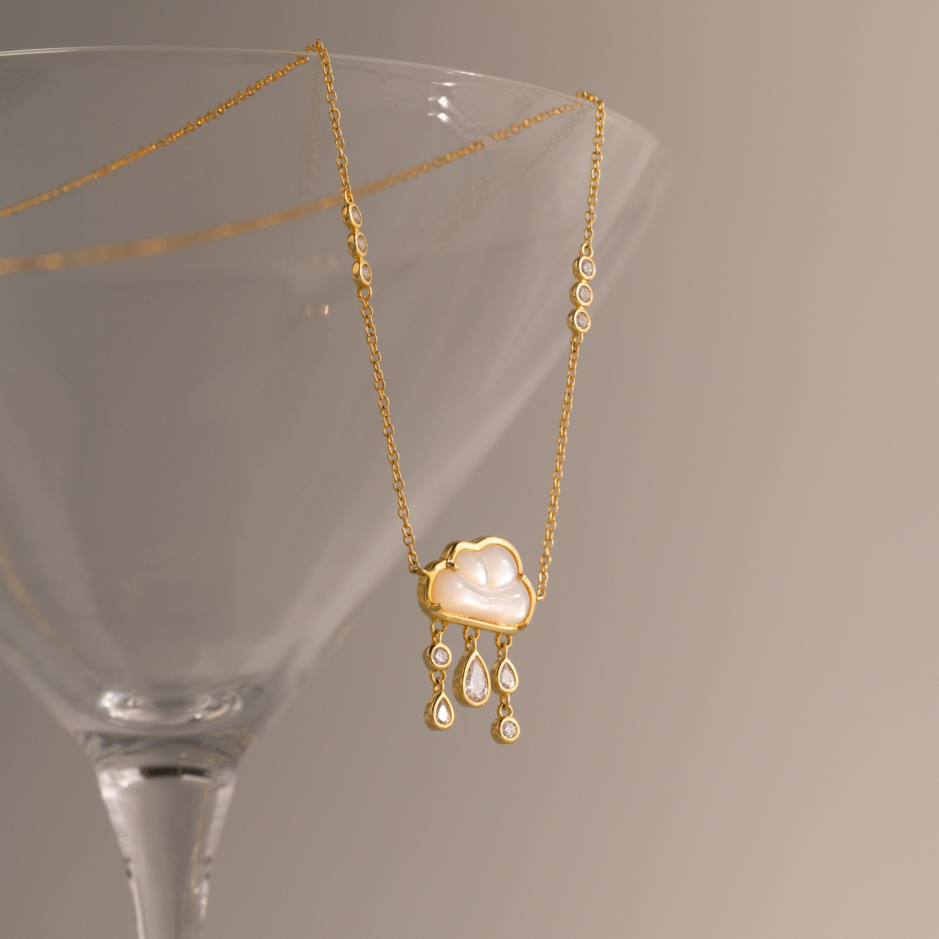 Diamond Pearl Rain Cloud Necklace
