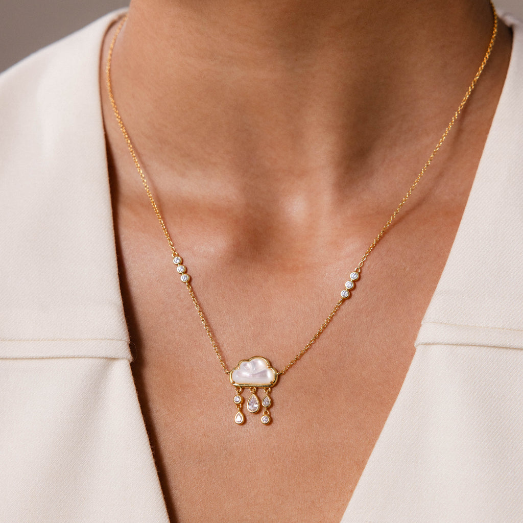 Diamond Pearl Rain Cloud Necklace