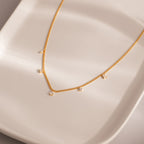 Diamond Station Curb Necklace in 18K Gold
