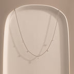 Diamond Station Curb Necklace in Silver