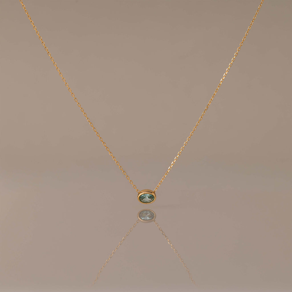 Oval Cut Bezel Birthstone Necklace