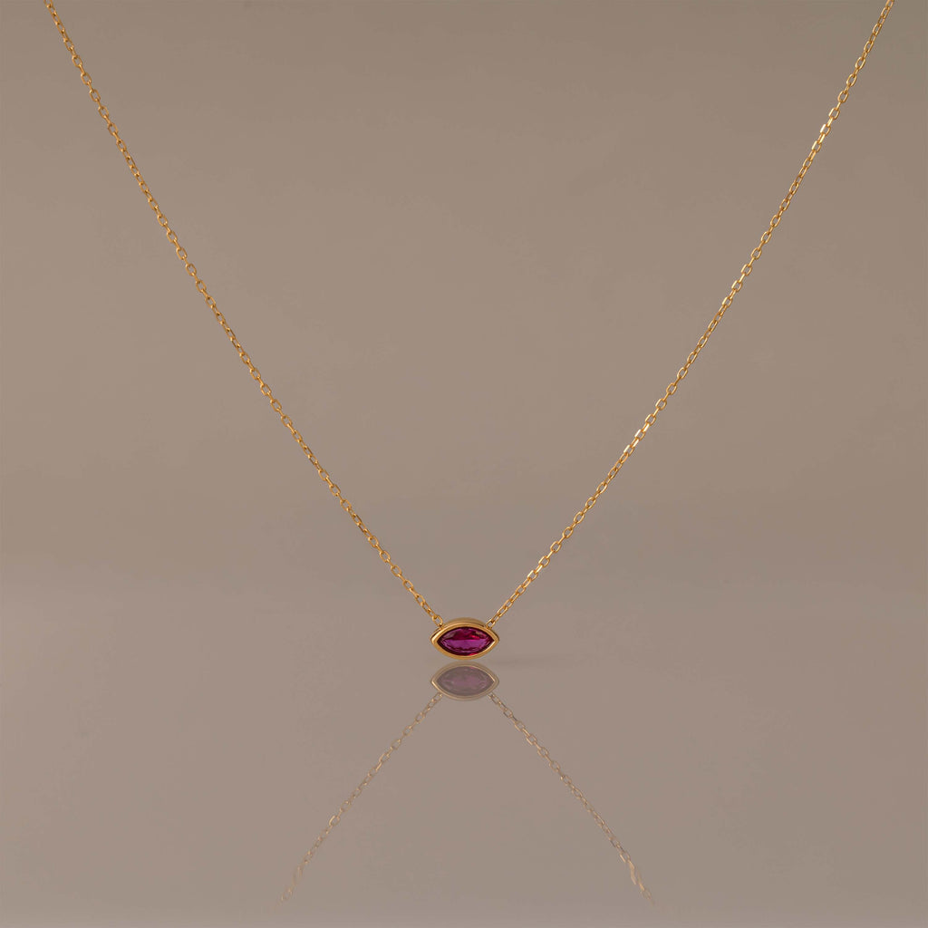 Marquise Cut Bezel Birthstone Necklace